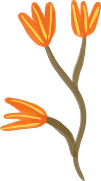 Hand Painted Floral Bloom Element Illustration