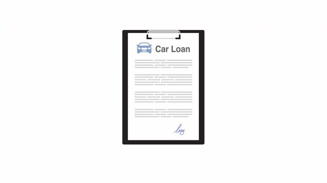 Car Loan Application Signing Animation with Hand and Pen