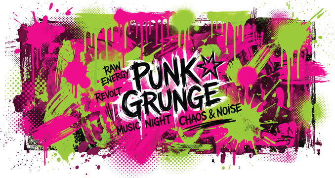 Vibrant Funk Grunge Textured Background with Splatter Paint Effect