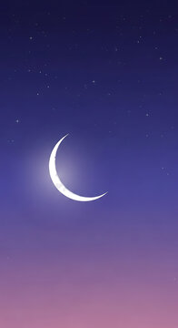 Crescent moon in starry night sky with purple hues background full hd download 2025 2026 stars