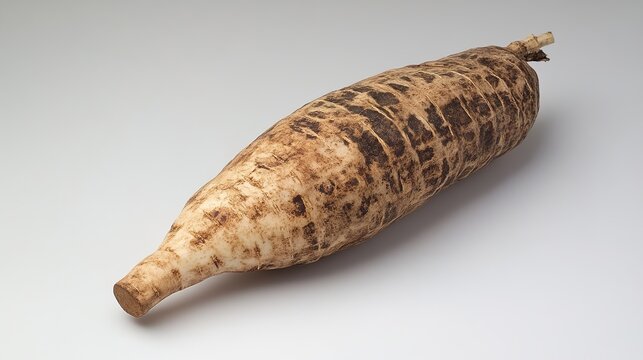 Fresh, unpeeled yam root with earthy texture and natural brown skin