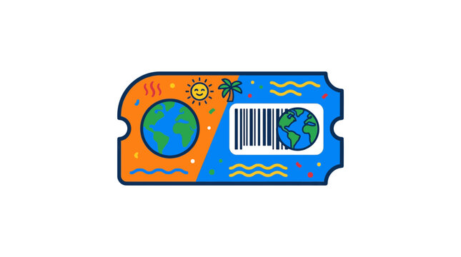 Travel Ticket Concept: Hot vs Cold, Sun vs Waves, Earth Icons