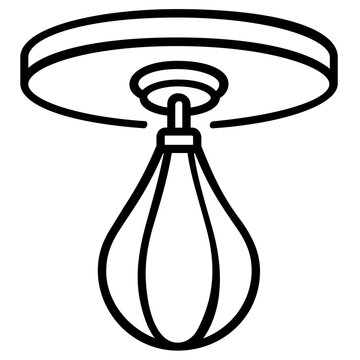 Adjustable speed bag mounted on a swivel platform vector icon. Clean line illustration representing boxing speedball equipment for intense training sessions and martial arts workout routines.