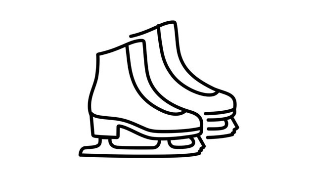 Minimalist vector illustration of a pair of figure ice skates featuring an editable stroke for customizable line weight, perfect for winter sports themes and seasonal outdoor activity icons.