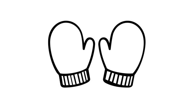 Stylized minimalist vector icon of warm winter mittens for seasonal outdoor activity and lifestyle illustrations, perfect for weather apps, holiday greeting cards, and clothing retail designs.