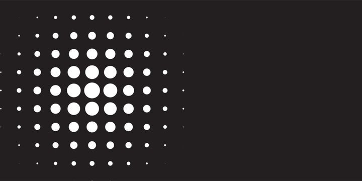 Abstract Radial Halftone Dot Pattern Graphic over Dark Black Background Vector