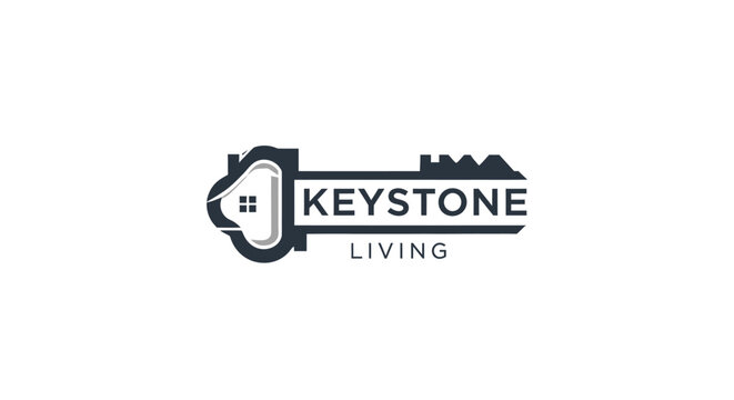 Geometric keystone logo for real estate and property management services