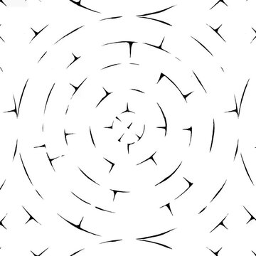 Abstract spiral pattern featuring black curved lines on a white background, minimalist graphic design