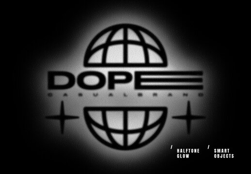 Halftone Glow Text Effect For Logo And Branding Design
