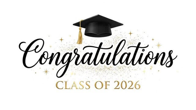 Graduation Celebration with Golden Caps and Congratulatory Messages for Academic Achievements
