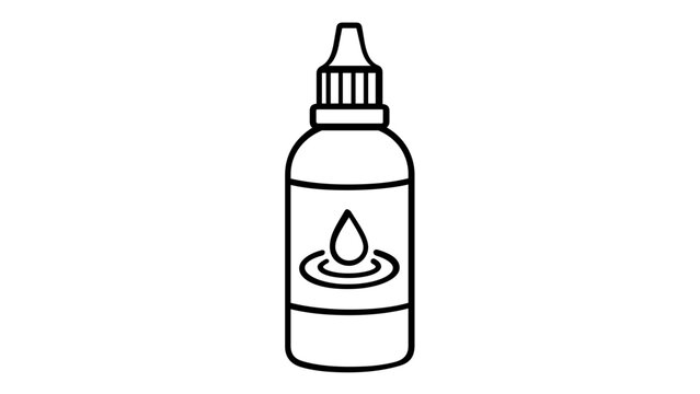 Minimalist cylindrical saline solution bottle vector icon illustration, essential for contact lens hygiene and ophthalmic care, clean linear design for medical apps and optometry clinic websites.