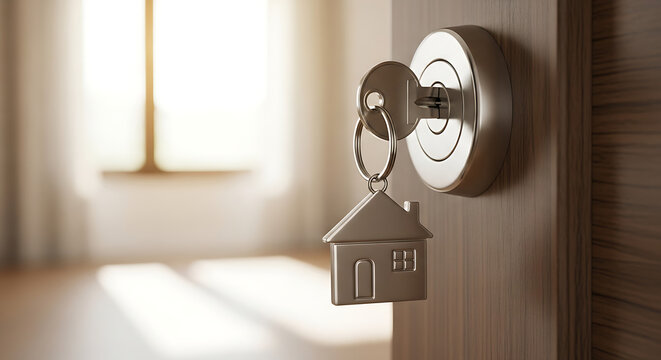 Black and white key on wooden door