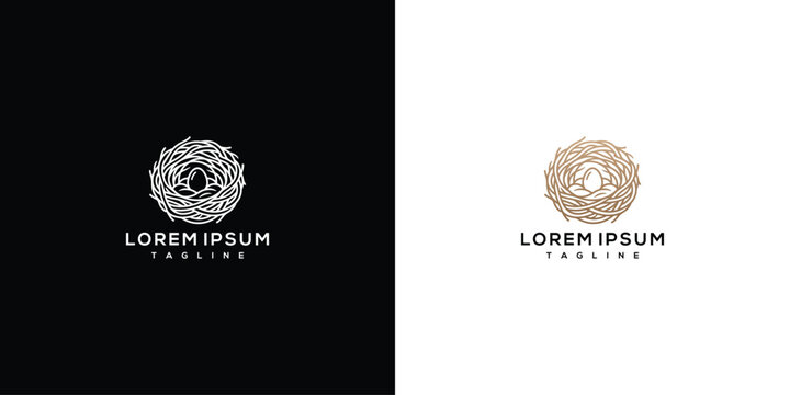 Geometric Circular Logo With Nest-Like Pattern and Placeholder Text