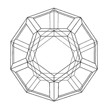 Geometric wireframe dodecahedron vector illustration