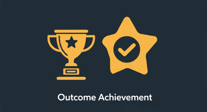 Award Trophy and Star Emblem Celebrating Outcome Achievement.