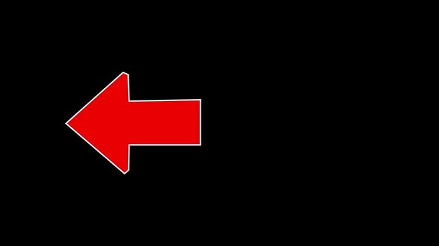  Arrows in opposite directions &ndash; glowing colorful outlines on dark background with retro-futuristic 4K video animation.