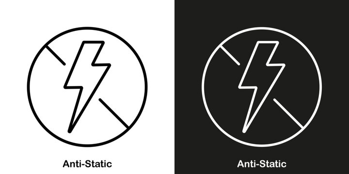 Anti-static. Vector editable stroke icon on two backgrounds.
