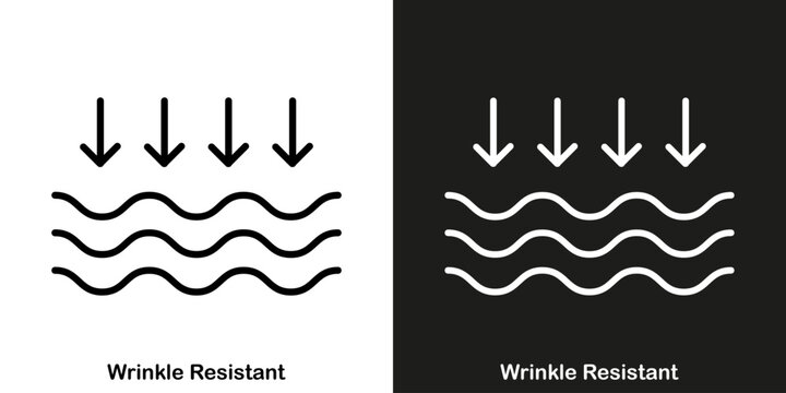 Wrinkle Resistant. Vector icon for clothes or fabric on two backgrounds.