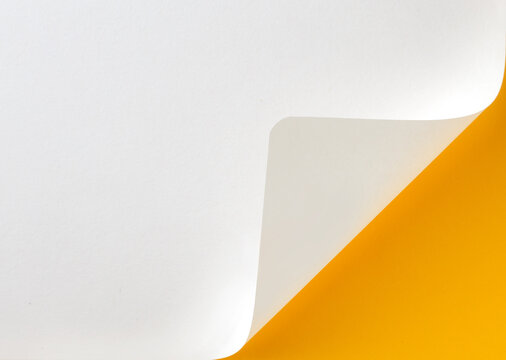Blank White Paper Corner Page Curl with Bright Yellow Background Reveal Mockup