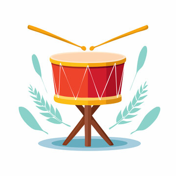 Red Drum with Drumsticks and Decorative Elements