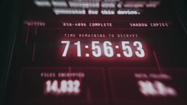 Screen showing ransomware demand for payment to unlock encrypted files