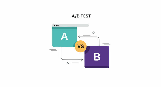 A/B testing diagram with two webpage options
