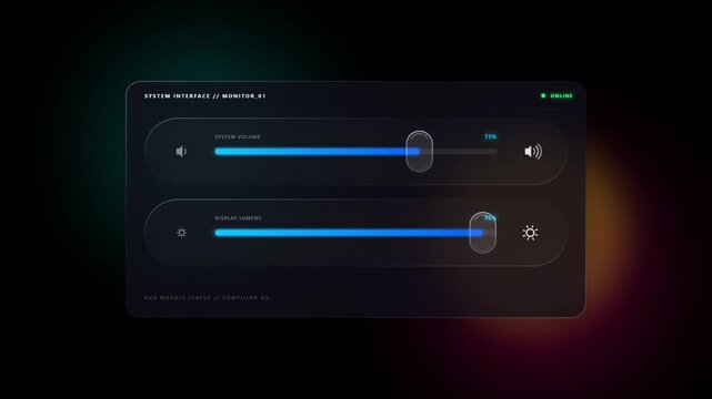 Animated futuristic interface with system volume