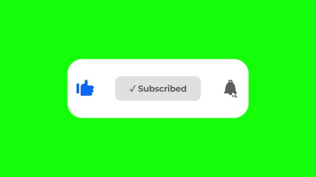 Animated subscribe button icons on green screen background