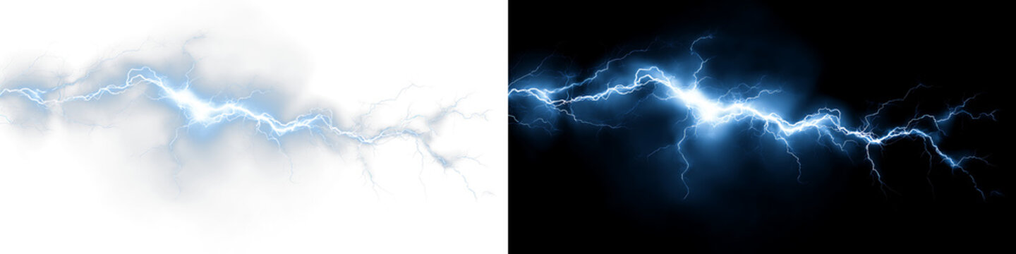 Realistic Thunderbolt Overlay with Energy Sparks PNG
