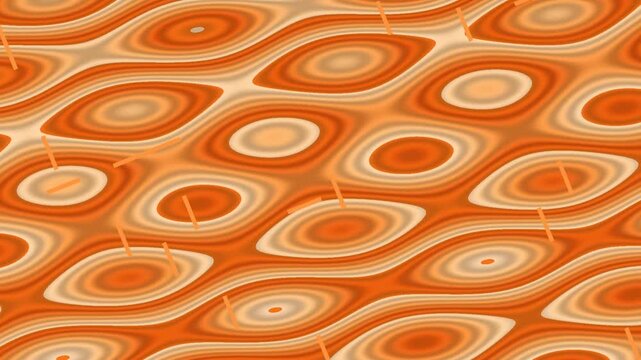 Orange concentric circles repeating pattern in perspective