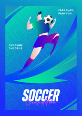 Soccer Competition Poster with Heading Player and Vibrant Gradient Design © Whitepixeldesign
