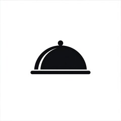 Fototapeta premium Black silhouette icon of a domed food cloche serving cover on white background