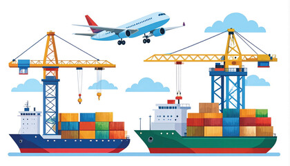 Fototapeta premium Container ships and cargo handling equipment.