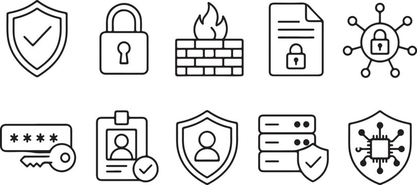 Cyber Security and Data Protection Line Icon Pack