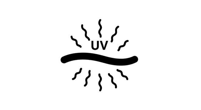 UV protection icon symbolizes a protective barrier against harmful ultraviolet rays, making it an essential graphic element for skincare product packaging, sun safety awareness campaigns, and apparel.