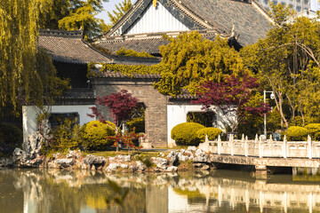 Fototapeta premium Traditional Chinese Garden Pavilion by the Pond