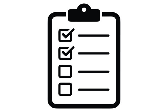 Business checklist icon showing two tasks completed and two pending for monitoring project status