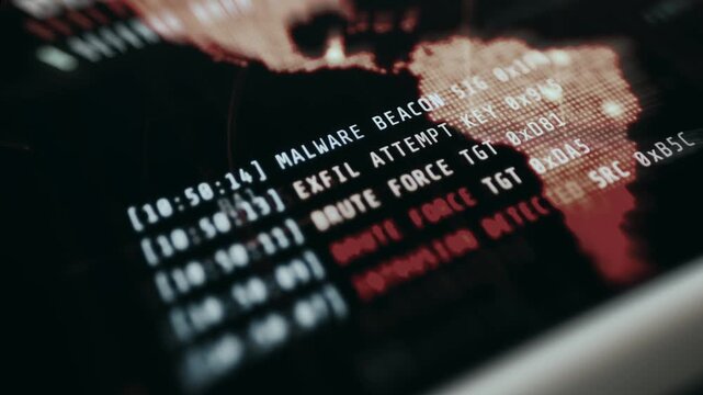 Logs indicating unauthorized brute force attempts with world map overlay, cyber threat concept