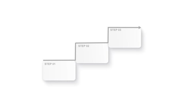Three Step Growth Staircase Process With Upward Arrow And White Minimal Design. 