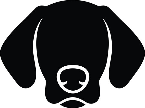 Minimalist black silhouette of a cute dog head icon vector