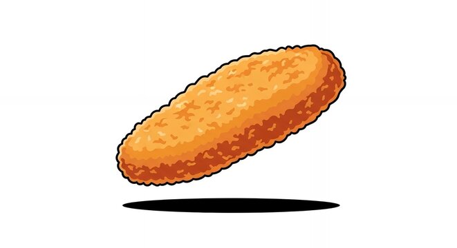 Golden Brown Crispy Hash Brown Illustration, Fried Potato Patty Cartoon Style Isolated on White Background
