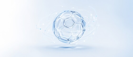 Glass football soccer ball with digital elements, concept for championship background © dvoevnore