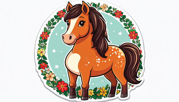 Brown Horse with White Spots.