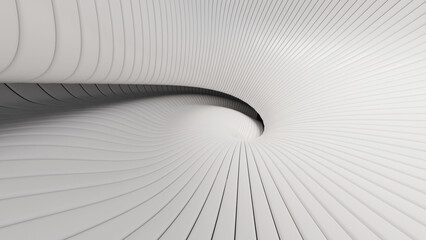 Abstract white futuristic 3D background with twisted geometric lines and swirling vortex. Perfect for tech banners, modern web backgrounds, and creative business presentation backdrops