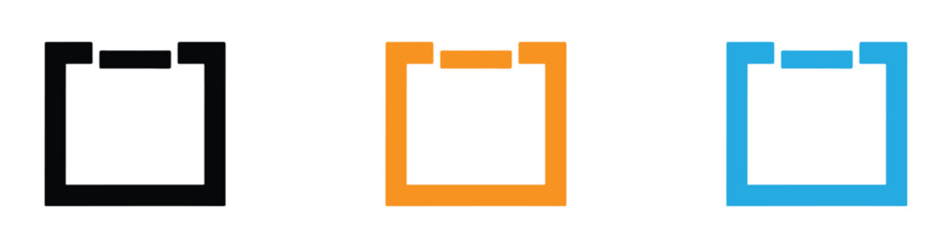 Colorful rectangular icons with top tabs on white background vector illustration.