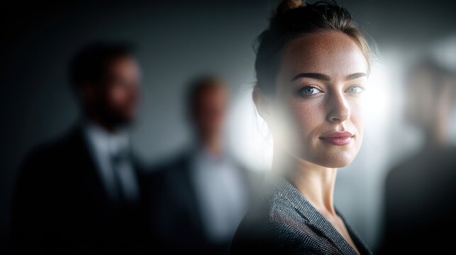 Female diversity. Human rights, equal opportunity concept. A professional portrait of a woman, captured in a side profile. She has fair skin and blue eyes, and her hair is pulled back into a bun.
