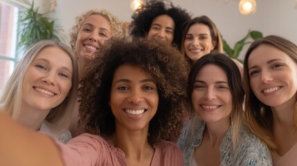 Obraz premium Female diversity. Human rights, equal opportunity concept. A candid, closeup portrait of a group of women, captured in a candid moment. They are arranged in a semicircle.