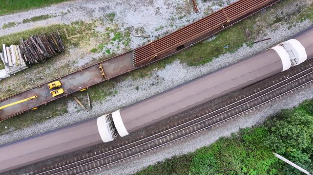 Aerial view of a cargo train
