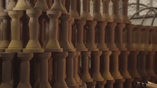 Rows of Ceramic Industrial Parts in Factory