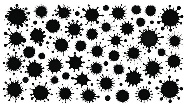 Black virus bacteria microbe icons.